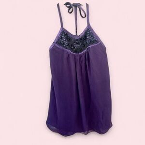 Vintage Banana Republic | Amethyst Beaded Halter Top